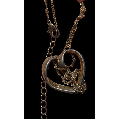 Open Heart-Shaped Rhinestone Pendant Necklace