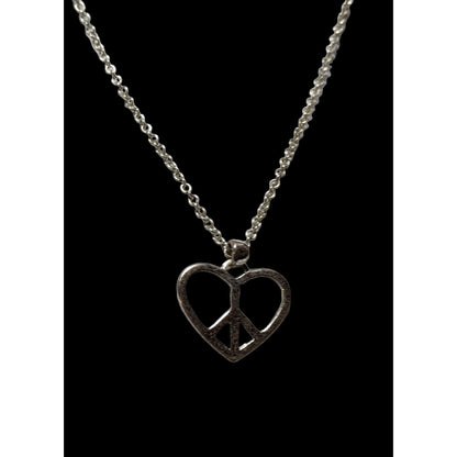 Silver Peace Heart Necklace