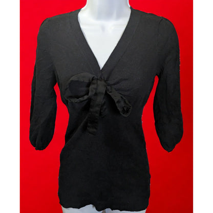 Candie's Bow Front V Neck Blouse