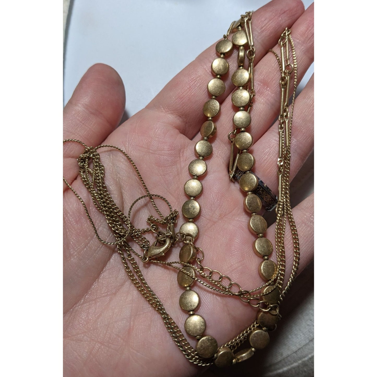 Preppy Multilayer Gold Chain Beaded Necklace