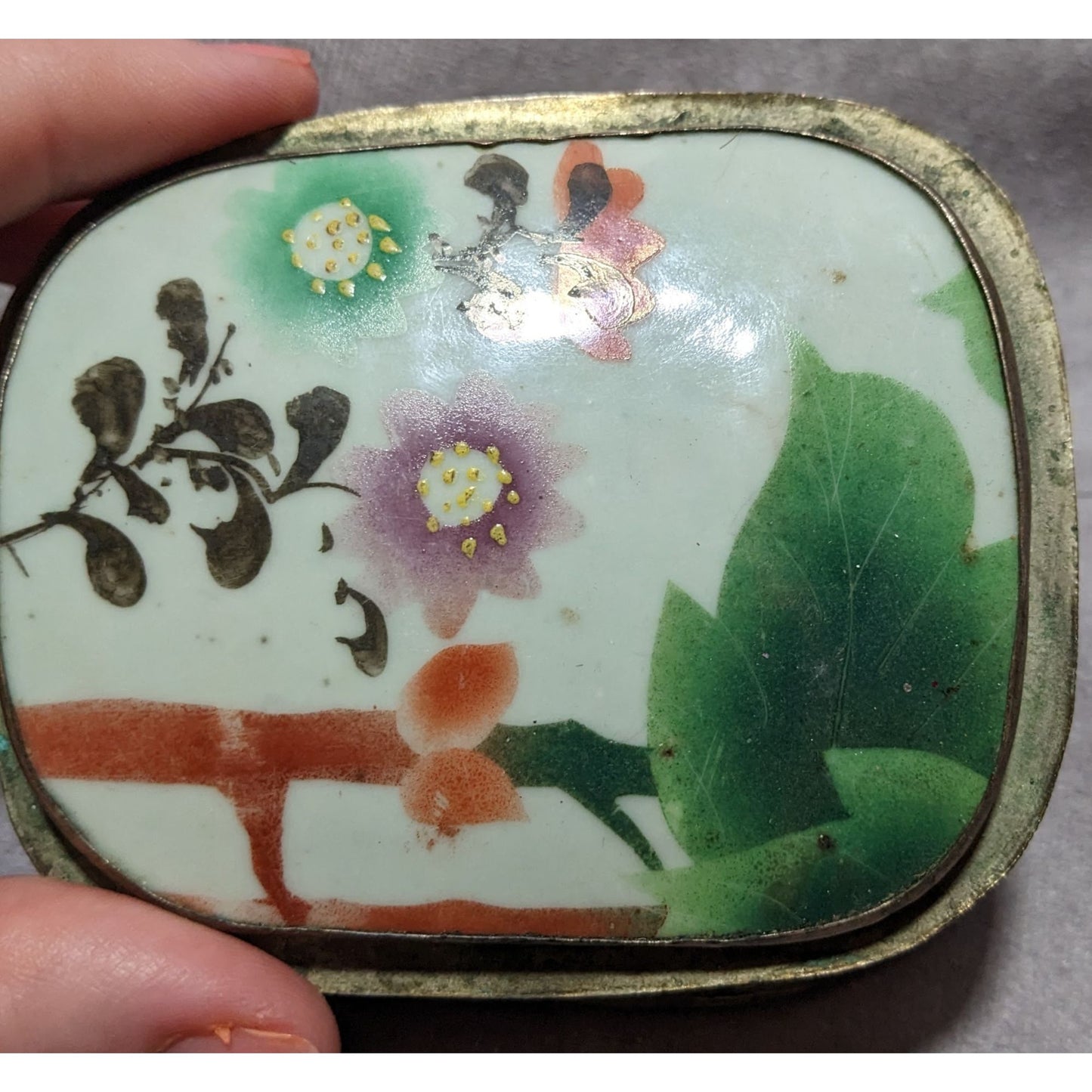 Vintage Chinese Porcelain Shard Trinket Box