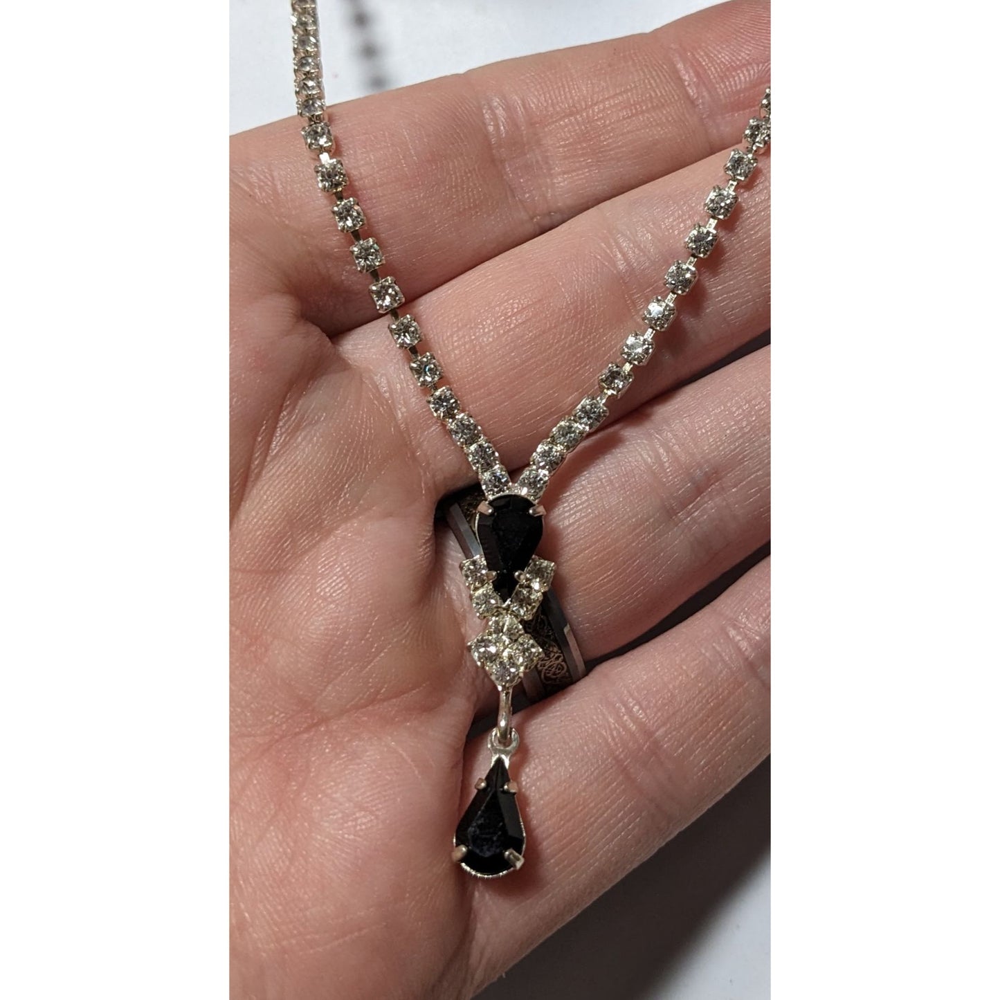 Glam Goth Gemmed Formal Bridal  Necklace