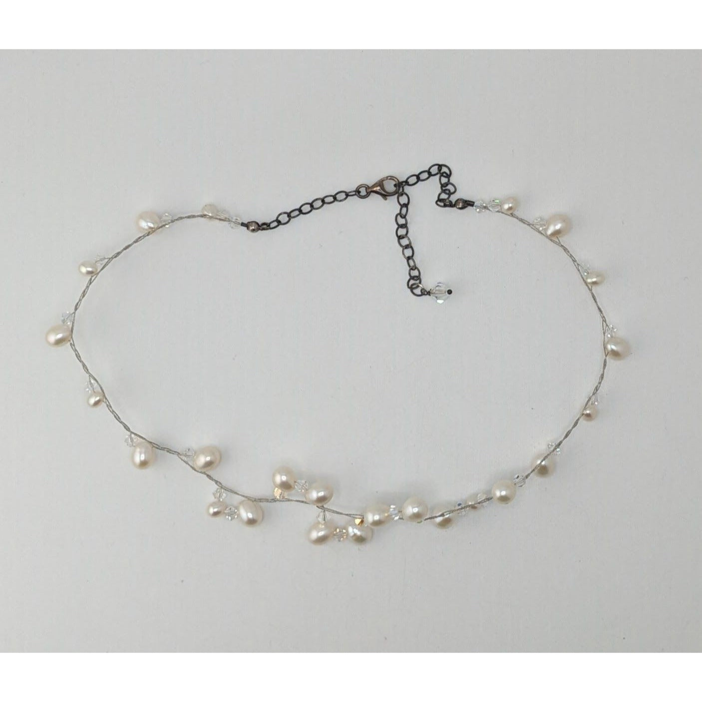 Vintage Handmade Pearl Vine Necklace Glass Wire Wrap Fairy Wedding