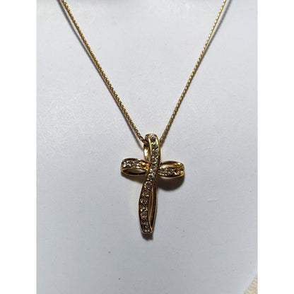 Avon Vintage Golden Gemmed Cross Necklace