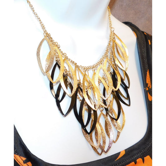 Gold And Black Abstract Necklace