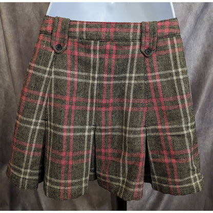 Cherokee Plaid Wool Pleated Skirt