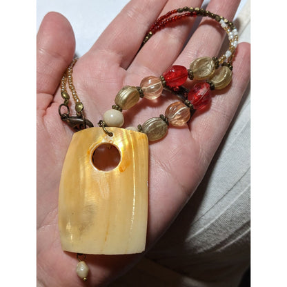 Beaded Shell Pendant Necklace