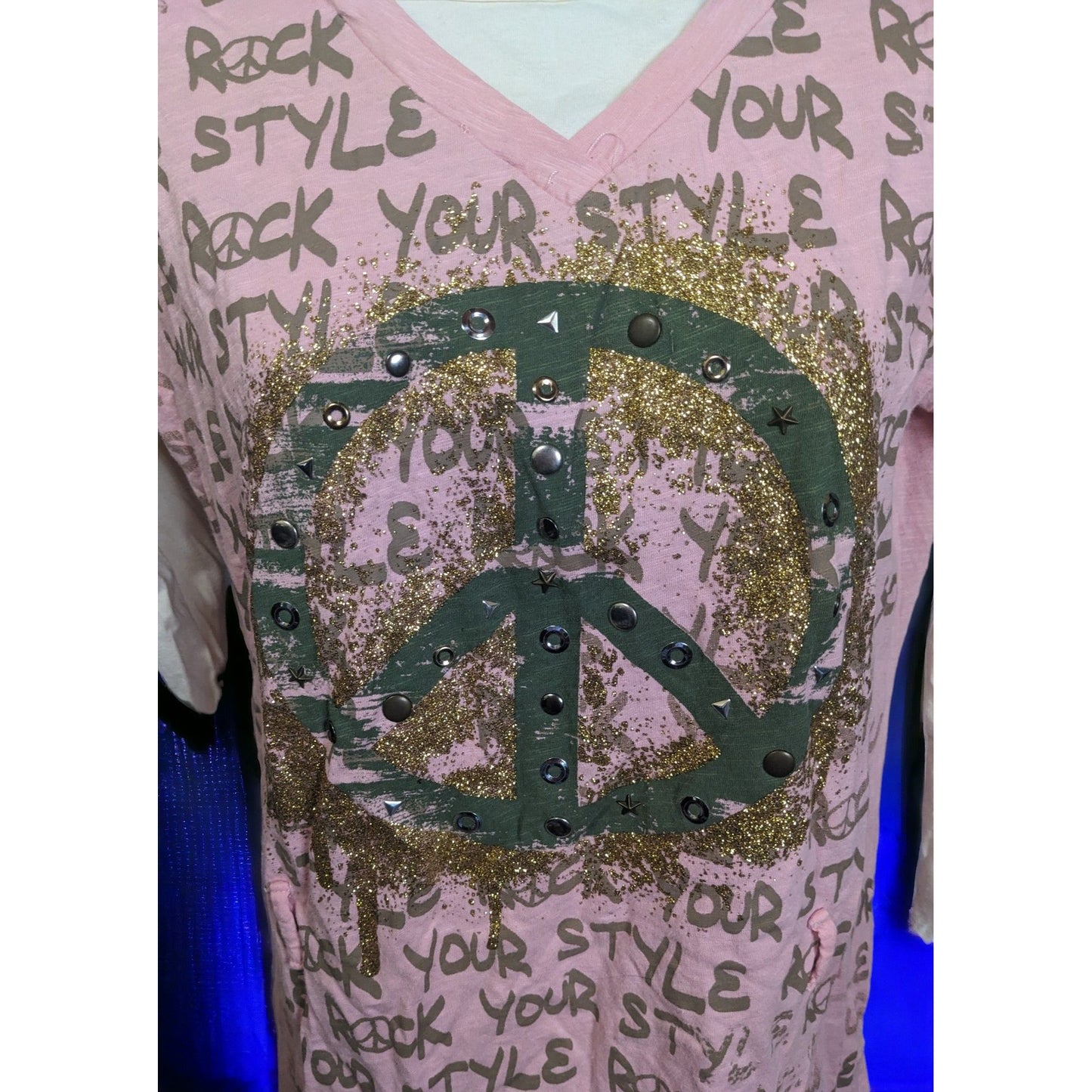 Knitworks Rock Your Style Layered Peace Glitter Tee