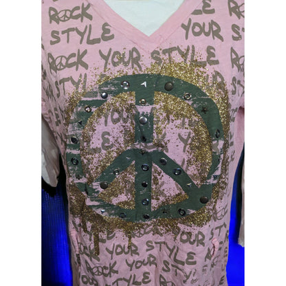 Knitworks Rock Your Style Layered Peace Glitter Tee