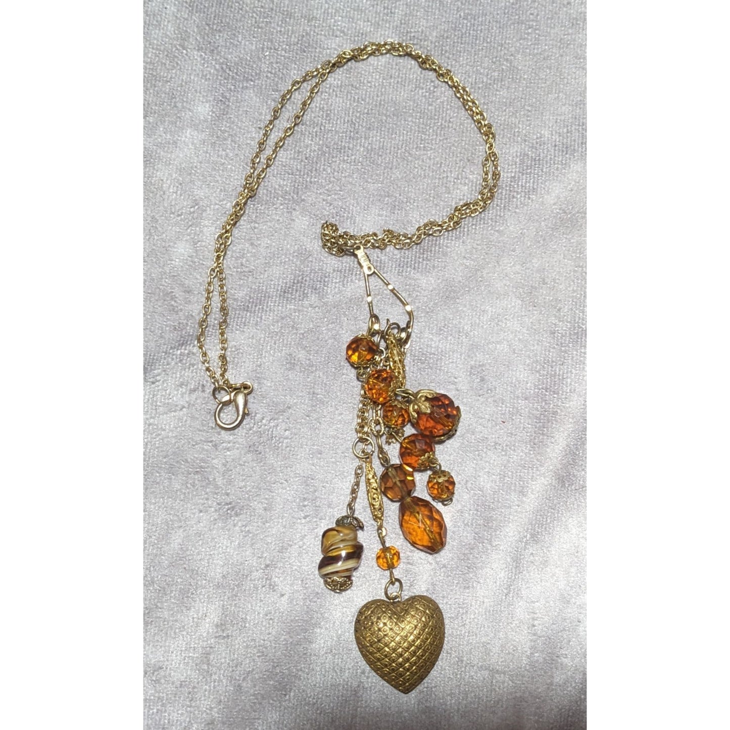 Victorian Style Gold And Glass Charm Necklace