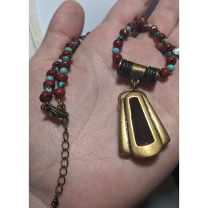 Chico's Vintage Velvet Beaded Pendant Necklace