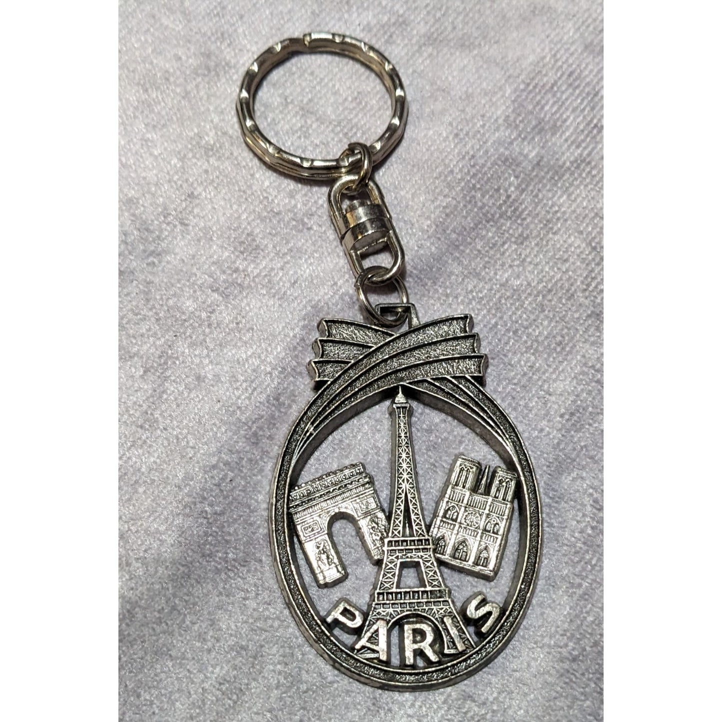 Vintage Paris Sap Polyne Made In France Silver Tone Souvenir Keychain