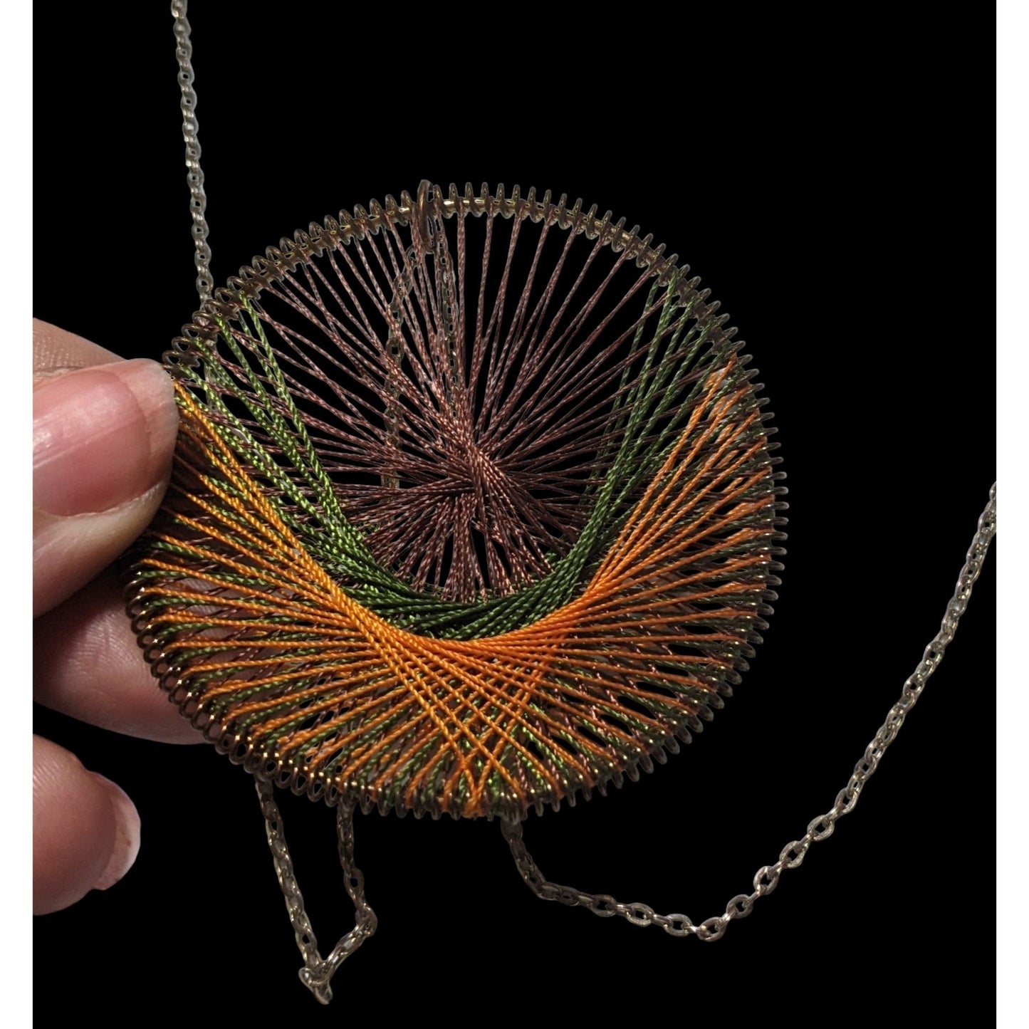 Earth Tone Macrame Threaded Pendant Necklace