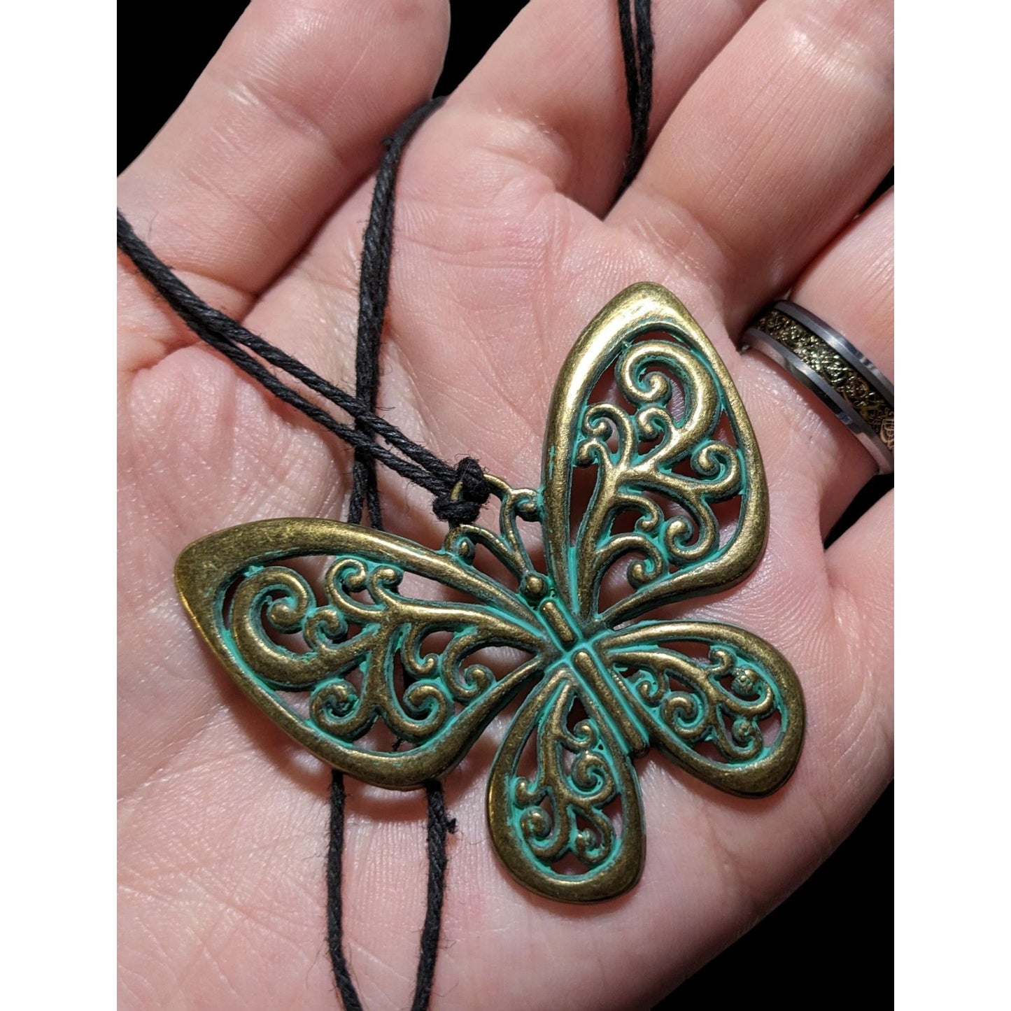 Steampunk Antiqued Butterfly Pendant Necklace