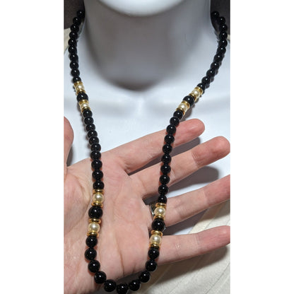 Napier Black Beaded Pearl Necklace