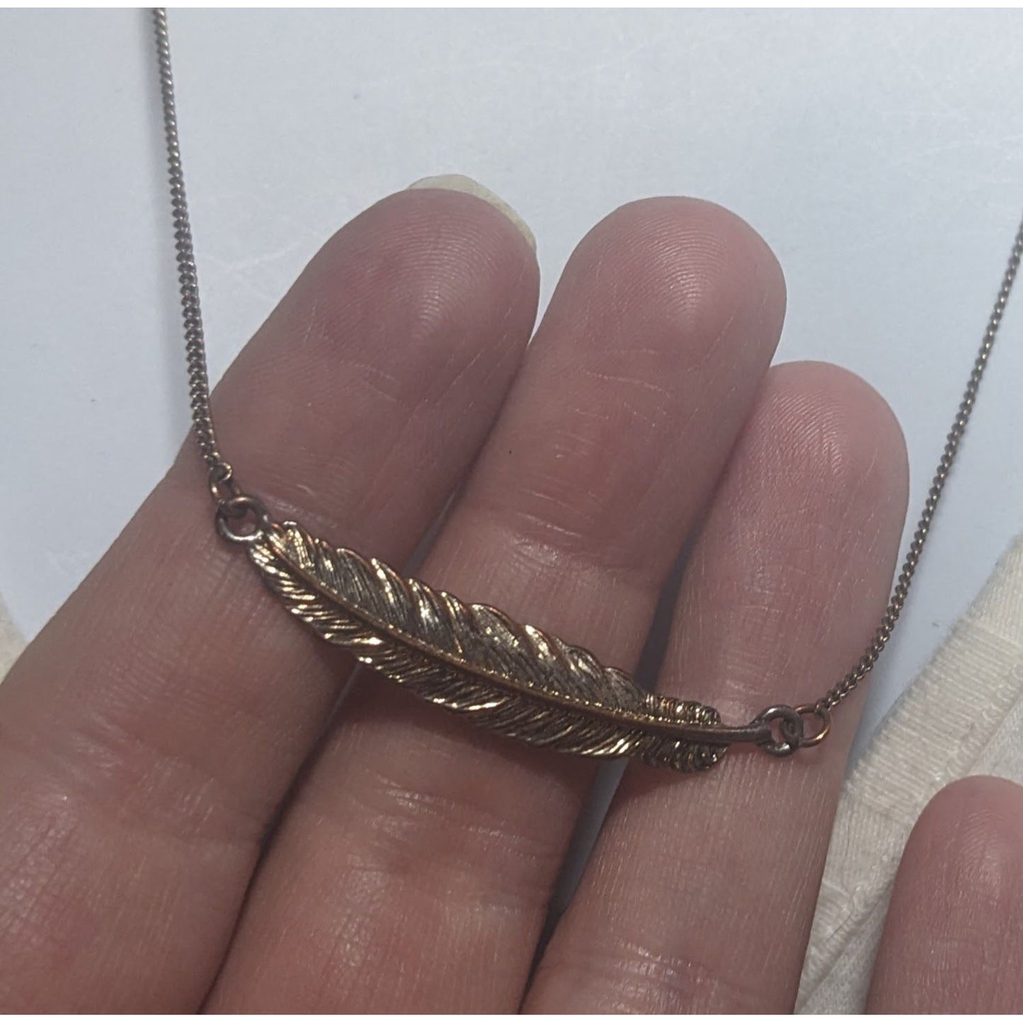 Simple Silver Feather Necklace