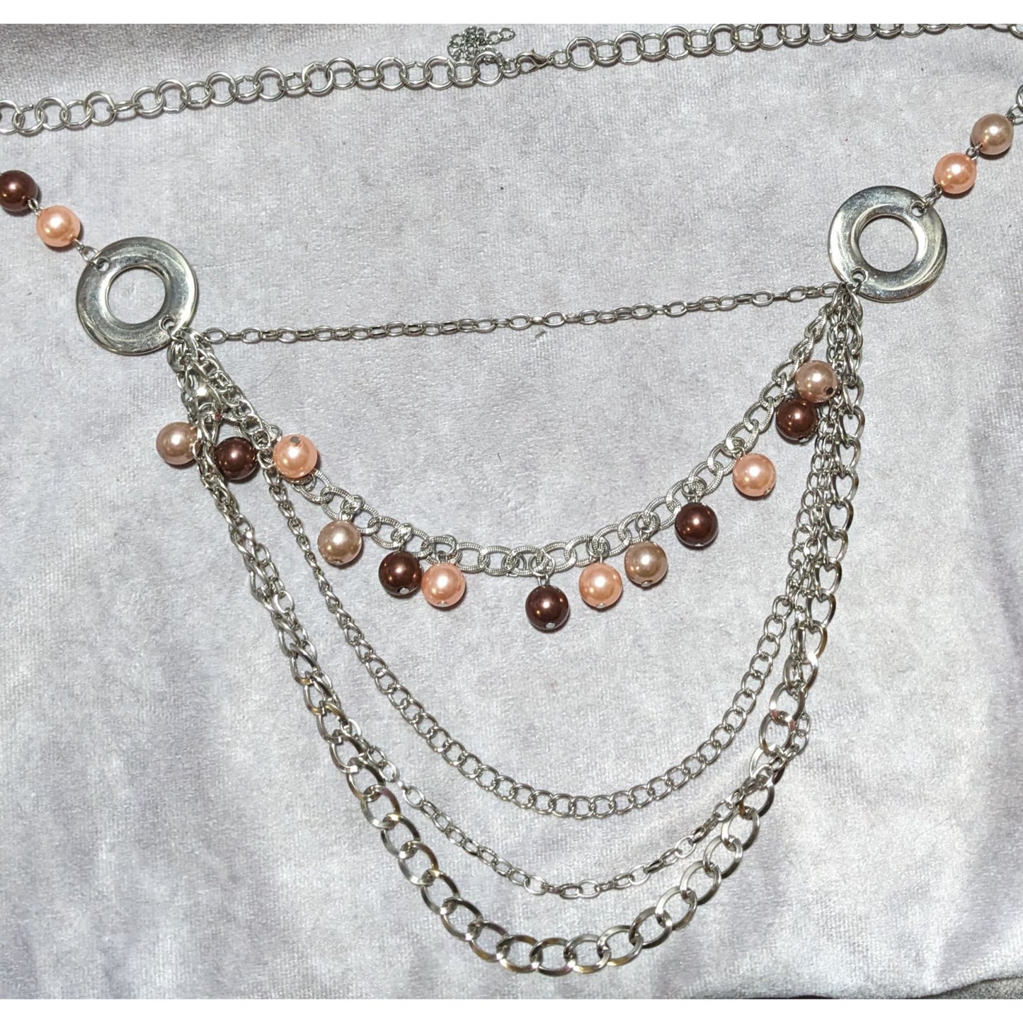 Multilayer Chain Pearl Fringe Necklace
