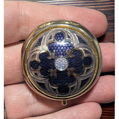 Vintage Purple Enamel Floral Pillbox