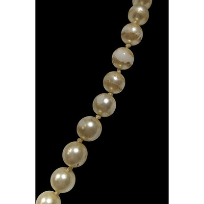 Vintage Faux pearl Beaded Necklace With Marked Clasp