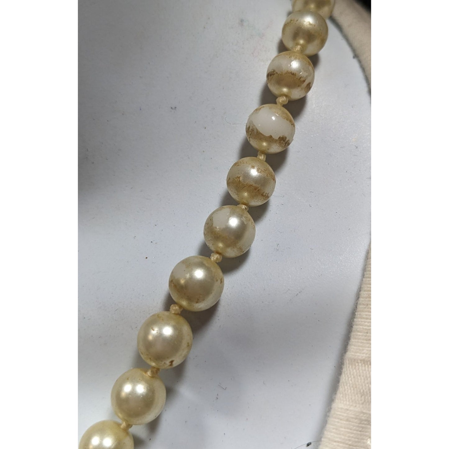 Vintage Faux pearl Beaded Necklace With Marked Clasp