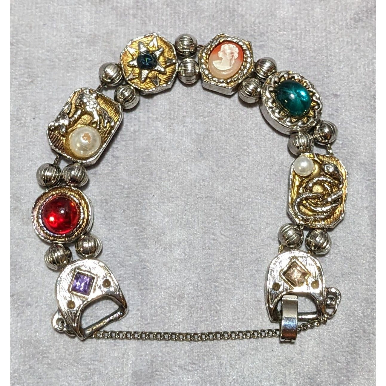 Vintage Victorian Style Slide Charm Bracelet