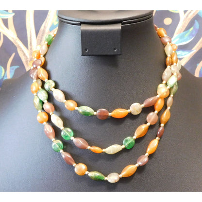 Vintage Earth Tone Lucite Beaded Layered Necklace