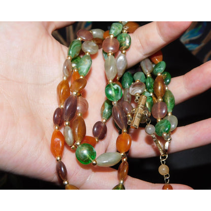 Vintage Earth Tone Lucite Beaded Layered Necklace