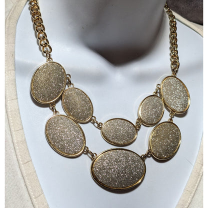 Charming Charlie Gold Silver Glitter Bib Necklace