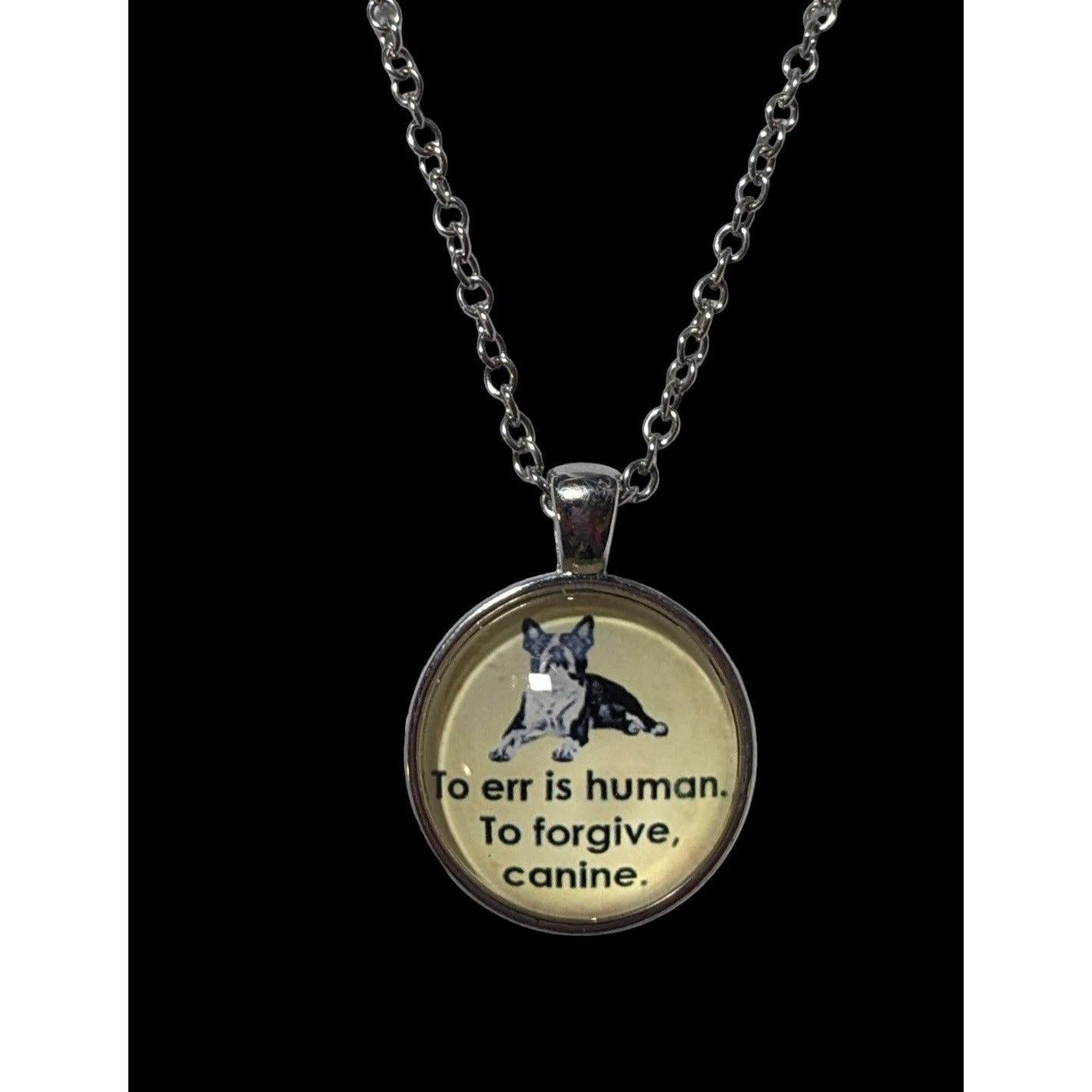 Yellow And Silver Dog Lover Pendant Necklace