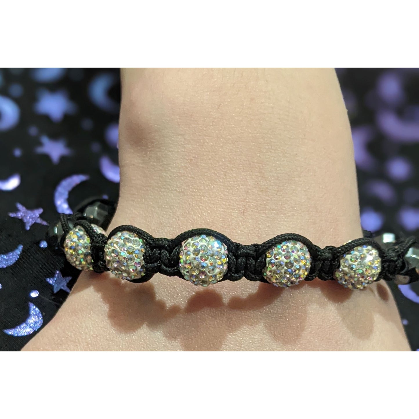 Black Aurora Borealis Beaded Shambala Bracelet