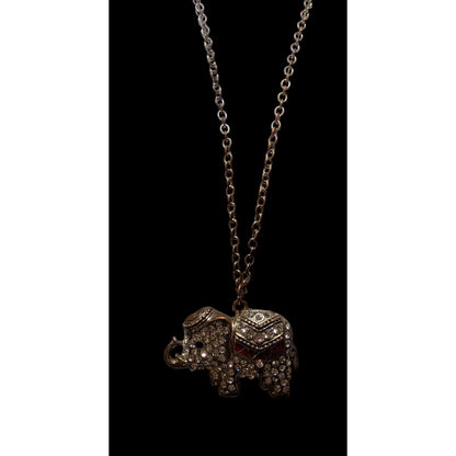 Vintage Bohemian Rhinestone Elephant Necklace