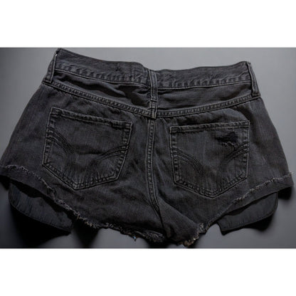 Hollister Black Short-Short High Rise Distressed Jean Shorts