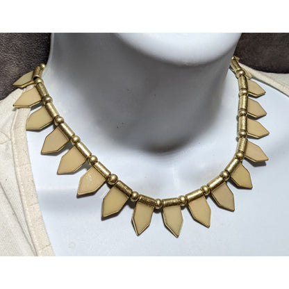 Vintage Tribal-Style Cream And Gold Neckalce