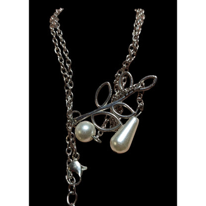 Silver Pearl Leaf Necklace