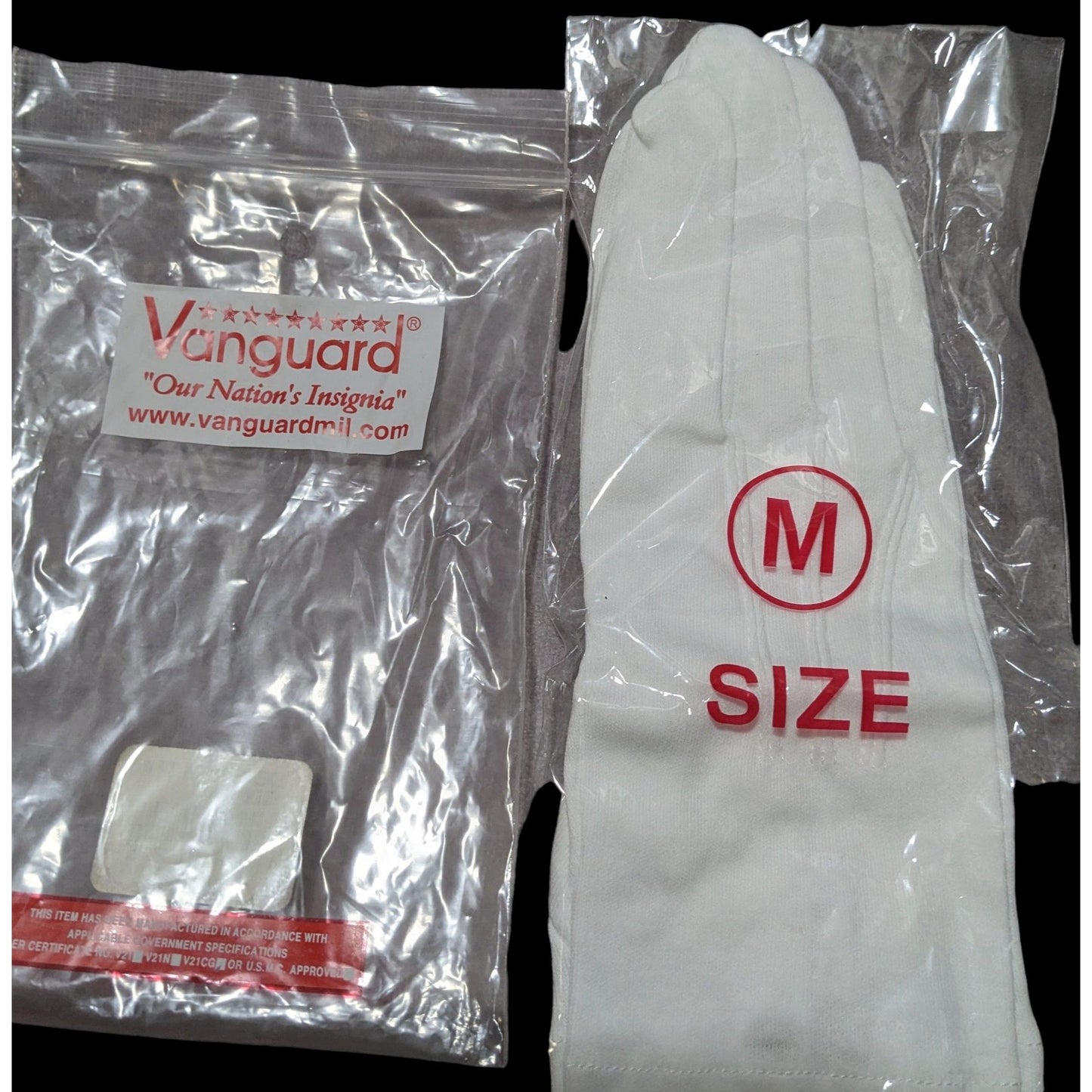 Vanguard White Cotton Snap Wrist Gloves