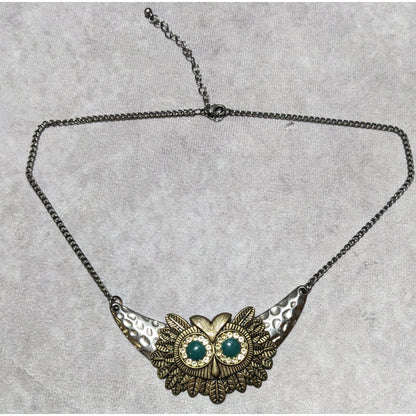 Steampunk Rhinestone Owl Necklace