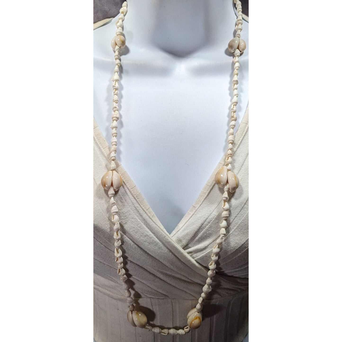 Vintage Beachy Cowrie Mixed Shell Necklace