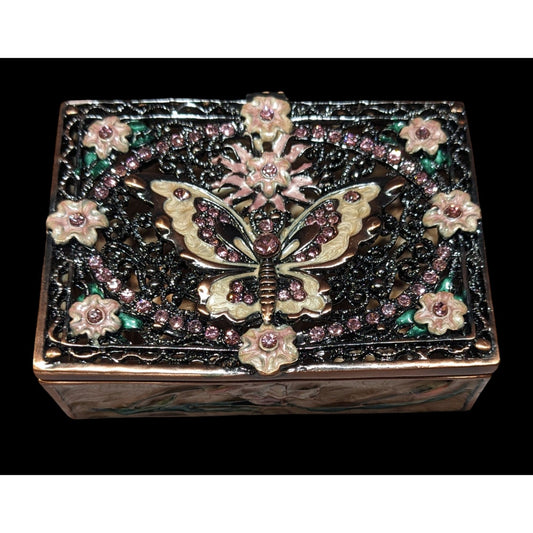 Whimsical Fairy Cottagecore Enameled Metal Trinket Box