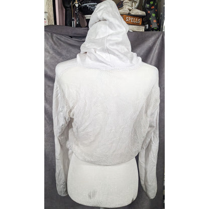 90s Y2K White Cropped Mesh Hoodie by Garage