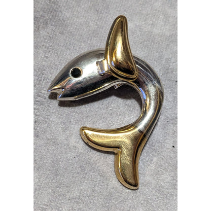 Vintage Silver And Gold Tone Fish Brooch/Pendant