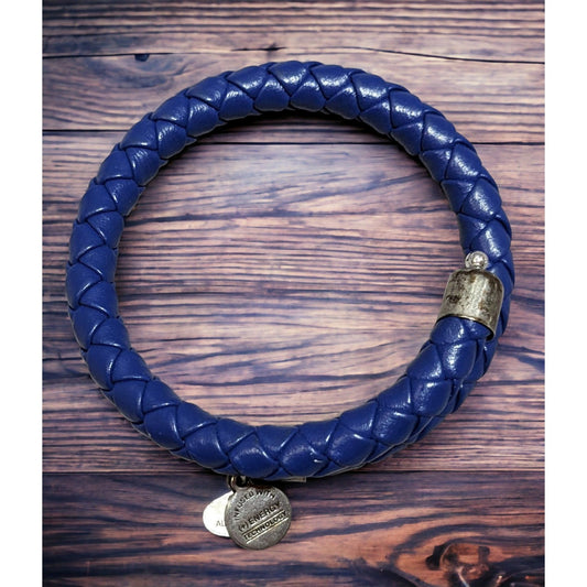 Alex And Ani Vintage Sixty Six Blue Leather Bracelet