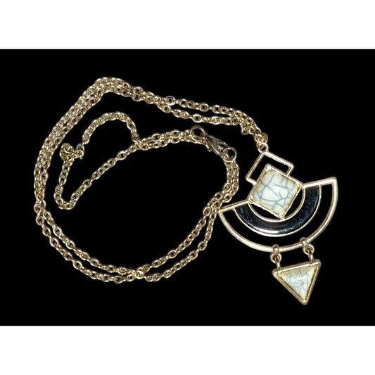 Modern Geometric Abstract Gemmed Pendant Necklace