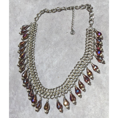 Oil Slick Glass Fringe Necklace