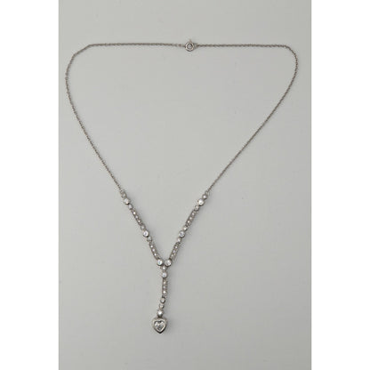 Sterling Silver CZ Heart Y Necklace Cubic Zirconia Drop Pendant Dainty Romantic Jewelry