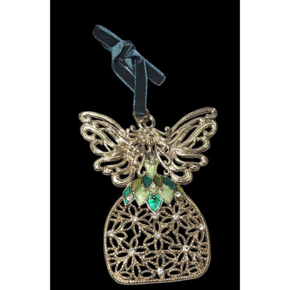 First Issue Gold And Green Floral Angel Ornament