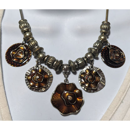 Abstract Floral Medallion Statement Necklace