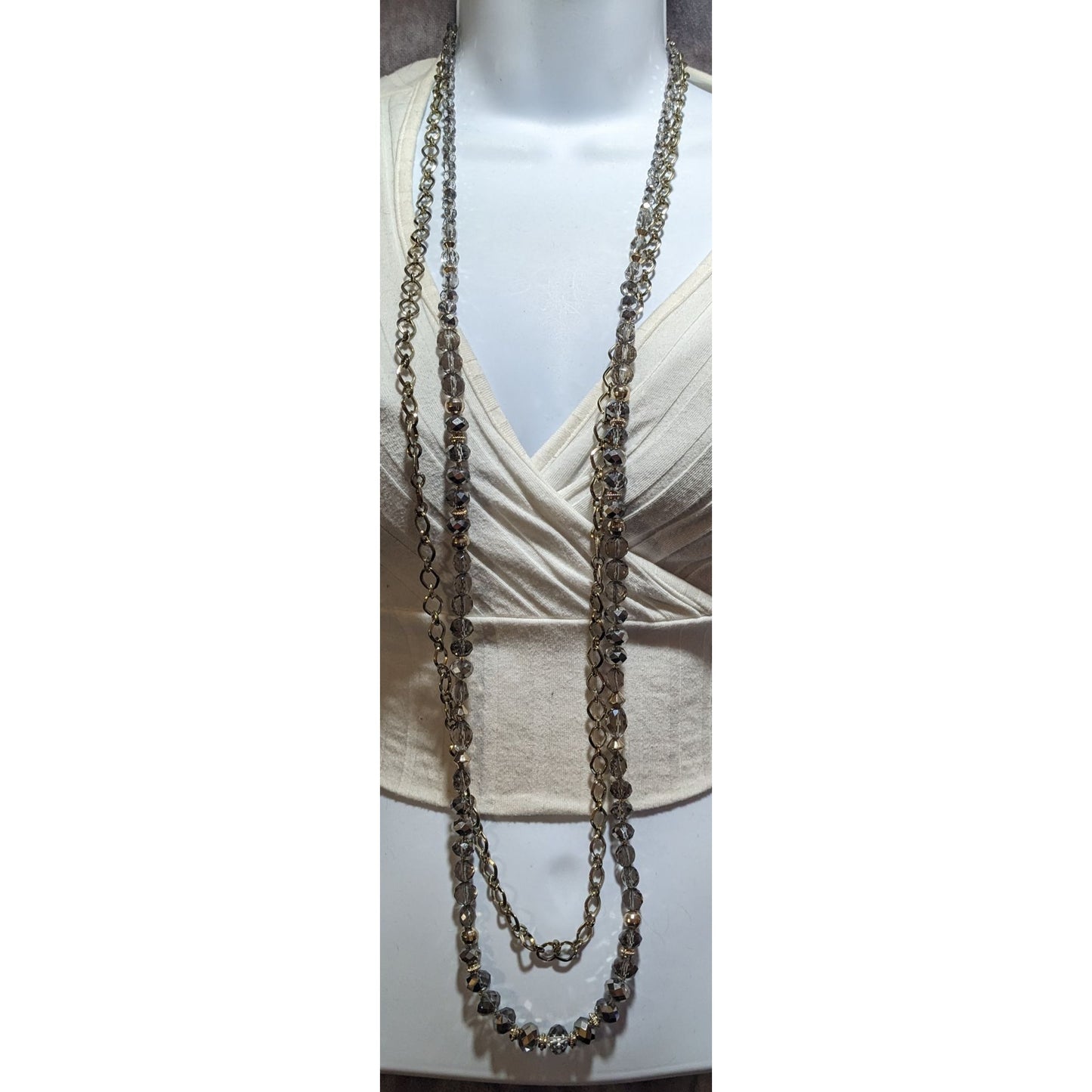 White House Black Market Glass Chain Opera Necklace