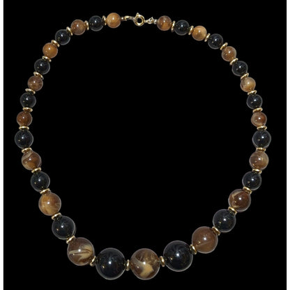 Elegant Retro Brown And Black Beaded Necklace