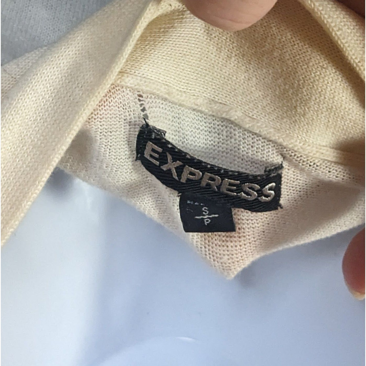 Express Grey And White Striped Cardigan