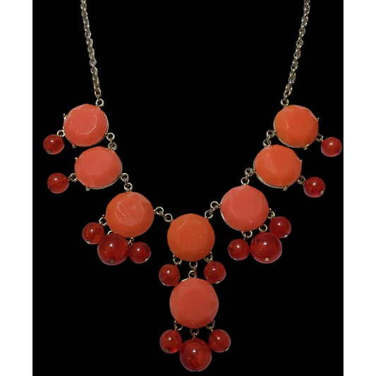 Y2K Orange And Red Gemmed Statement Necklace